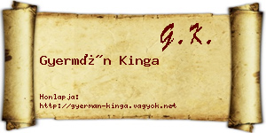 Gyermán Kinga névjegykártya